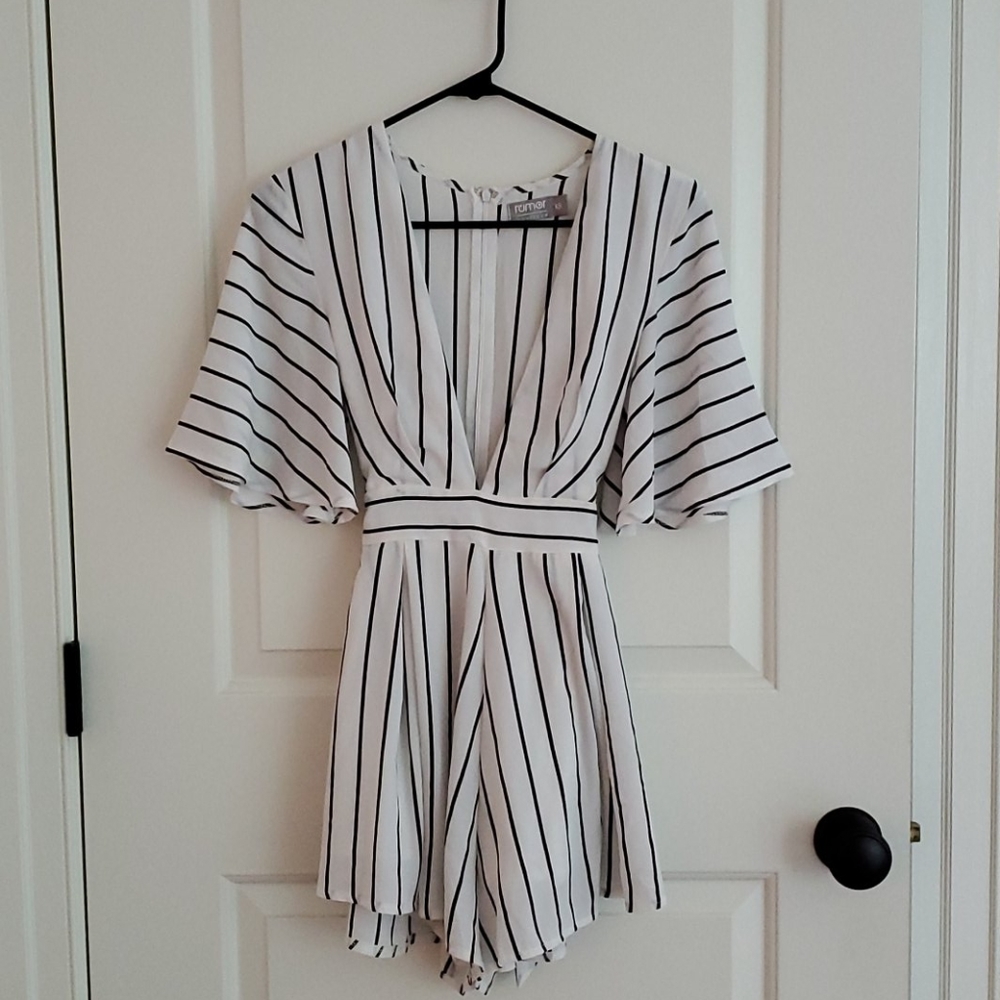 Black and White Striped Romper